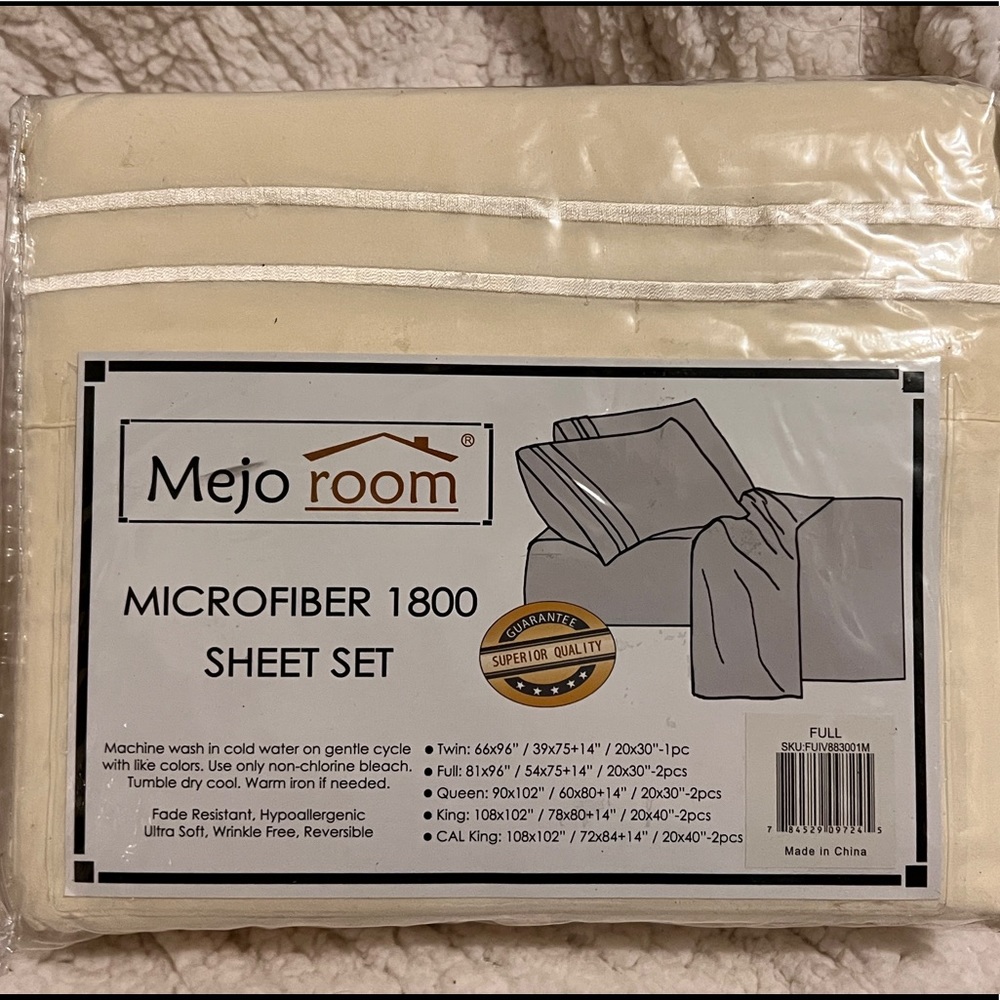 Full size microfiber sheet set